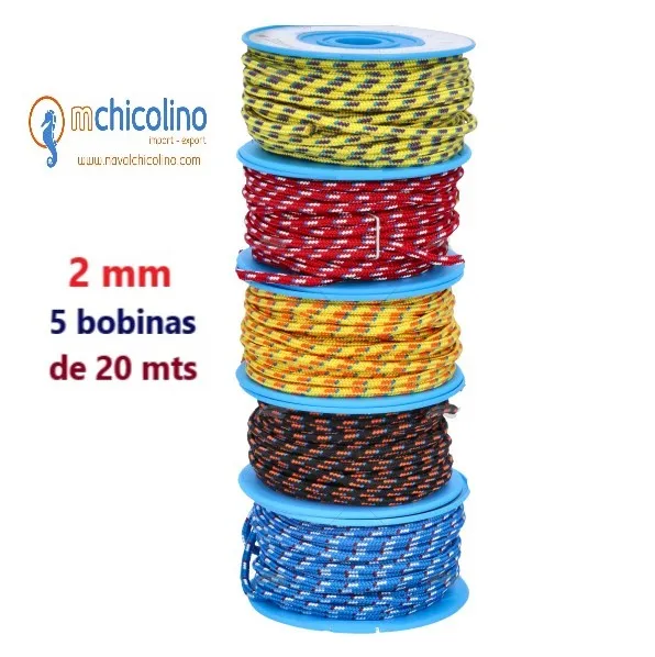 Cabito Driza Poliéster trenzado– pack 2 mm/ 20 mts—5 bobinas