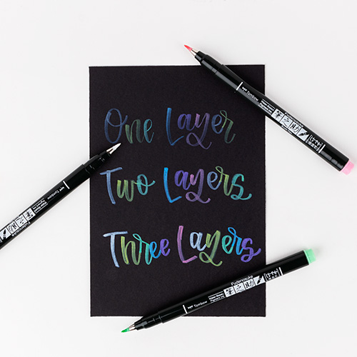 Rotulador fudenosuke punta pincel para papel negro, colores pastel - Imagen 6