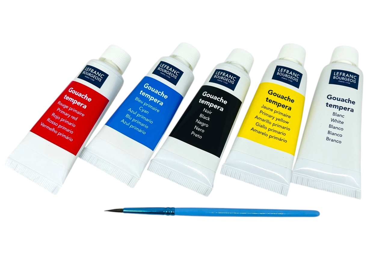 Kit gouache de alta calidad Le franc bourgeois, 5x20ml colores primarios + pincel - Imagen 3