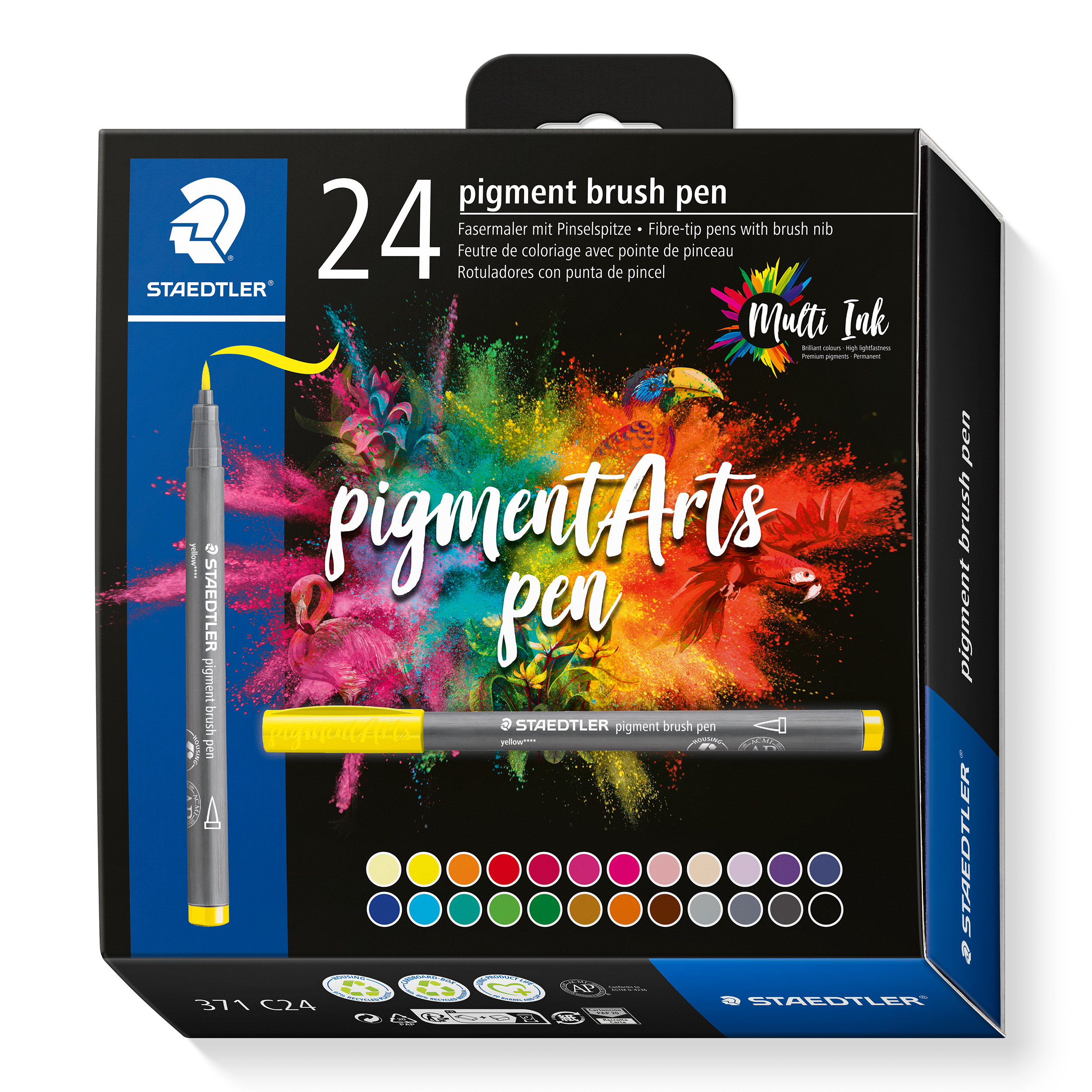 Set de 24 rotuladores pigment brush pen con tinta multi ink