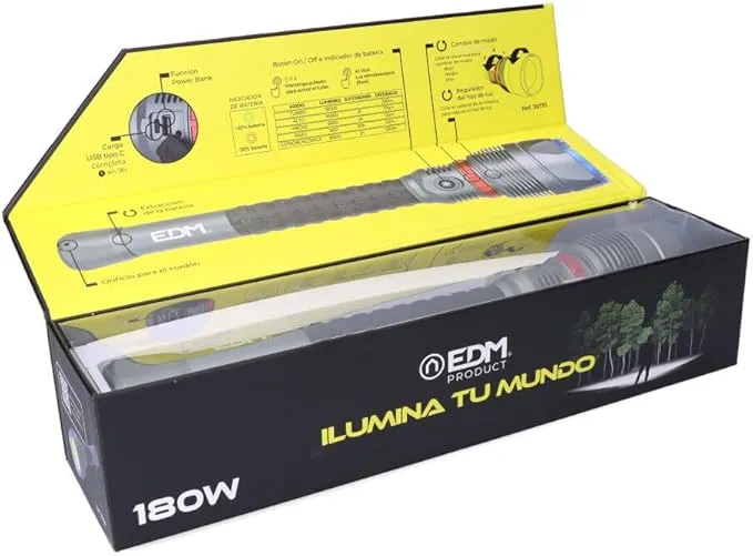 Linterna DAVINCI LED– 18.000Lumen–Autonomía: 20 h–aluminio - Imagen 5
