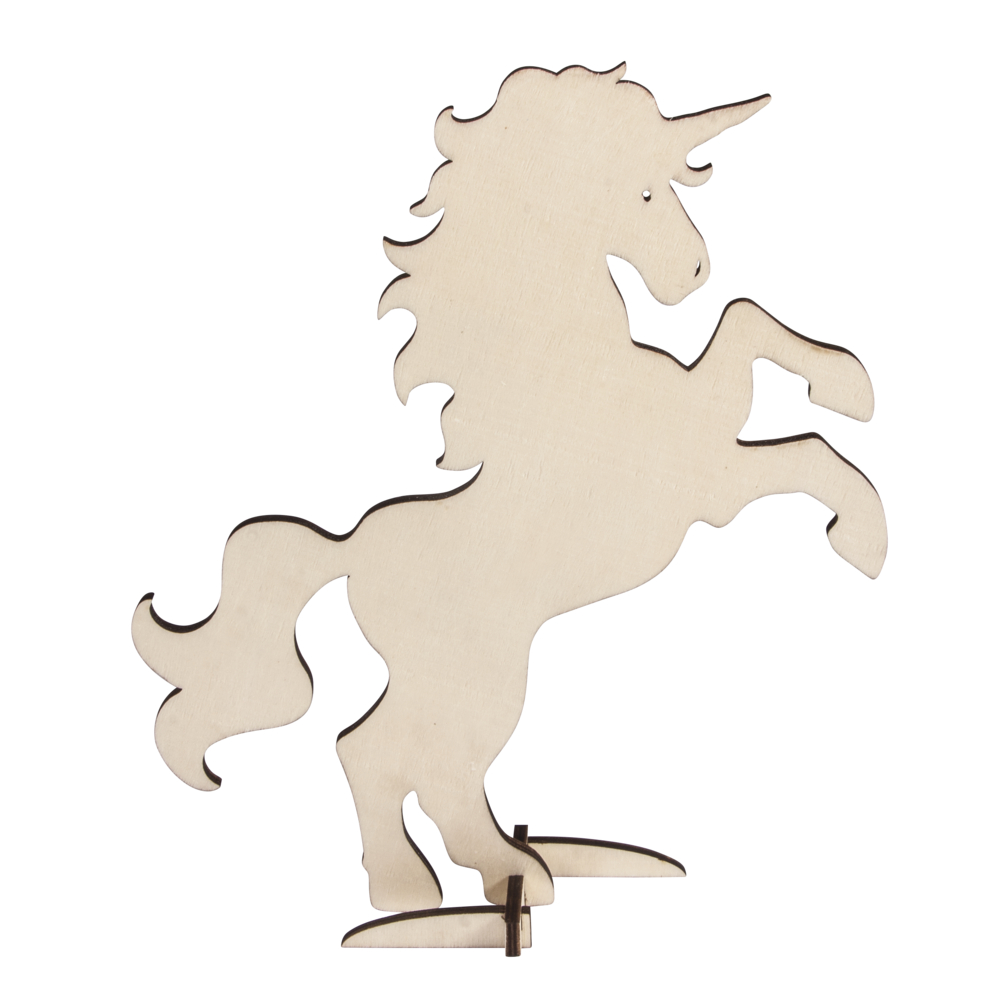 Unicornio de madera con pie 19x24cm 1 pc