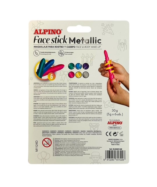 Set de barras Alpino Face stick 6 colores metálicos - Imagen 2