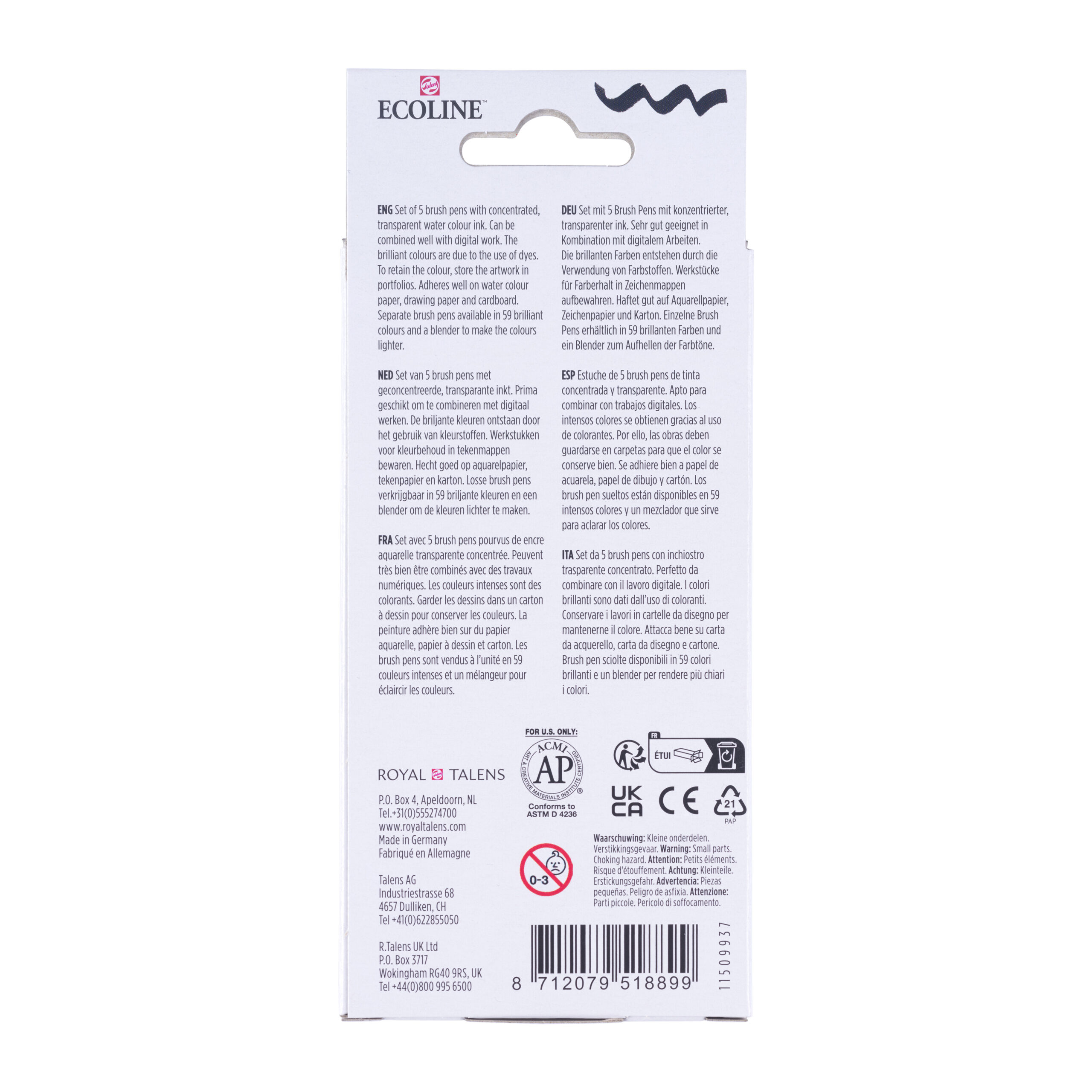 Set 5 rotuladores punta pincel ecoline en tonos sombra - Imagen 3