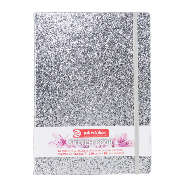 Bloc esbozo tapa purpurina plateada, 80 hojas 140g en dos tamaños - Imagen 2