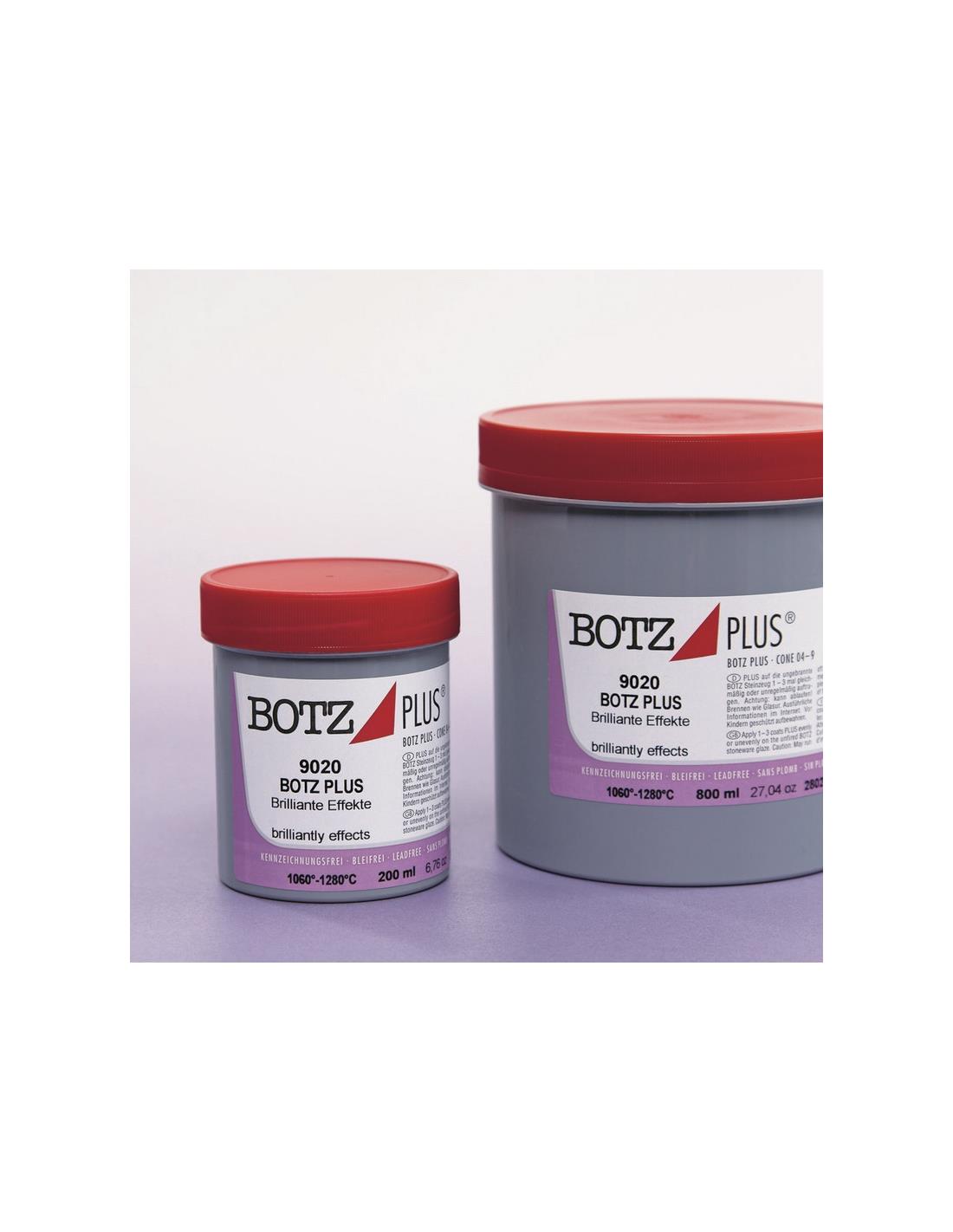 Esmalte BOTZ plus 9020, efectos brillantes.Temperatura de cocción: 1020ºC – 1280ºC 200ML