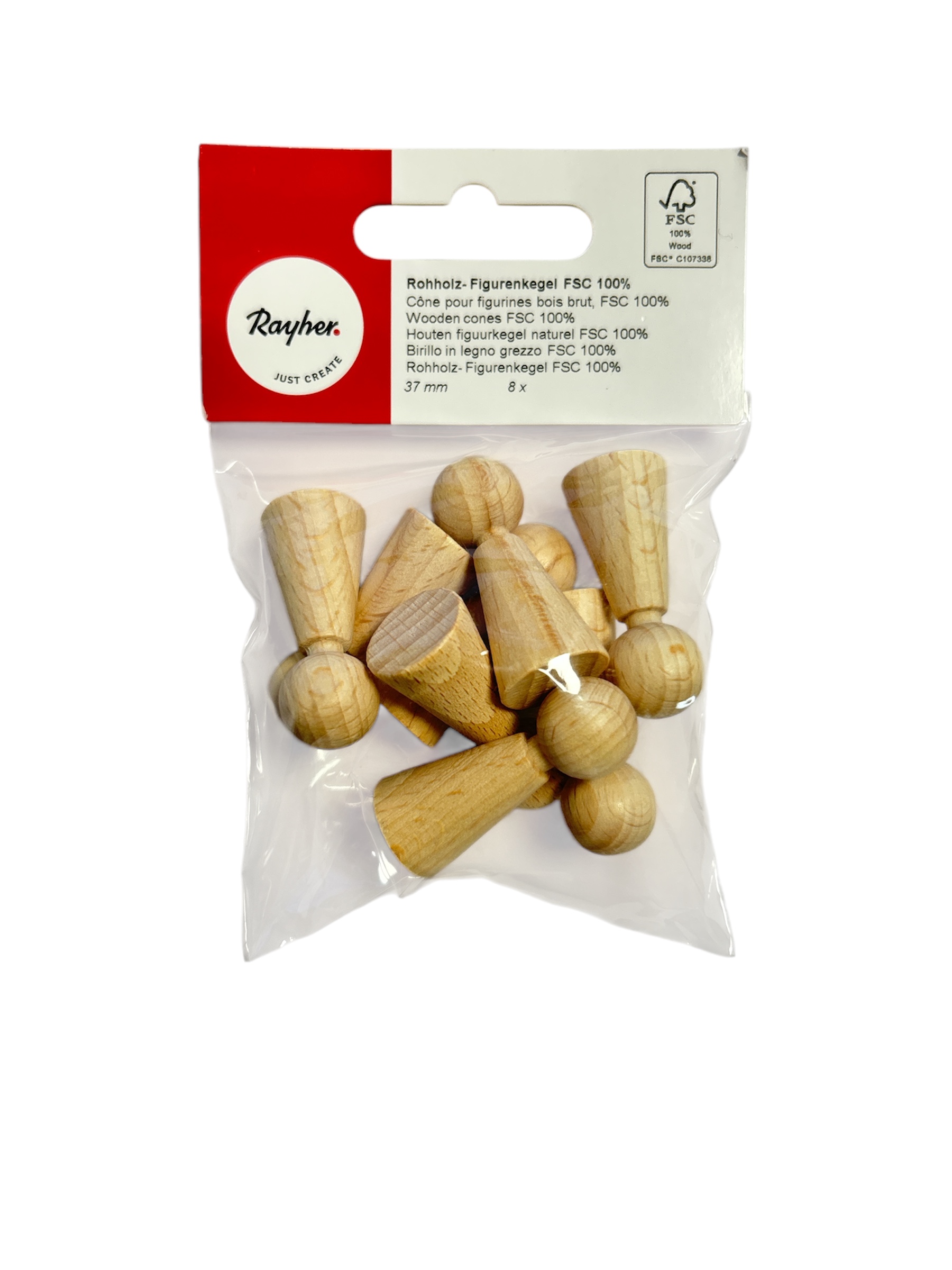 Conos de madera 37mm 8 piezas