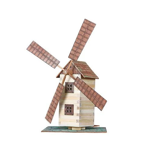 Kit construcción de madera: Molino de viento 137 piezas 14x10x32cm
