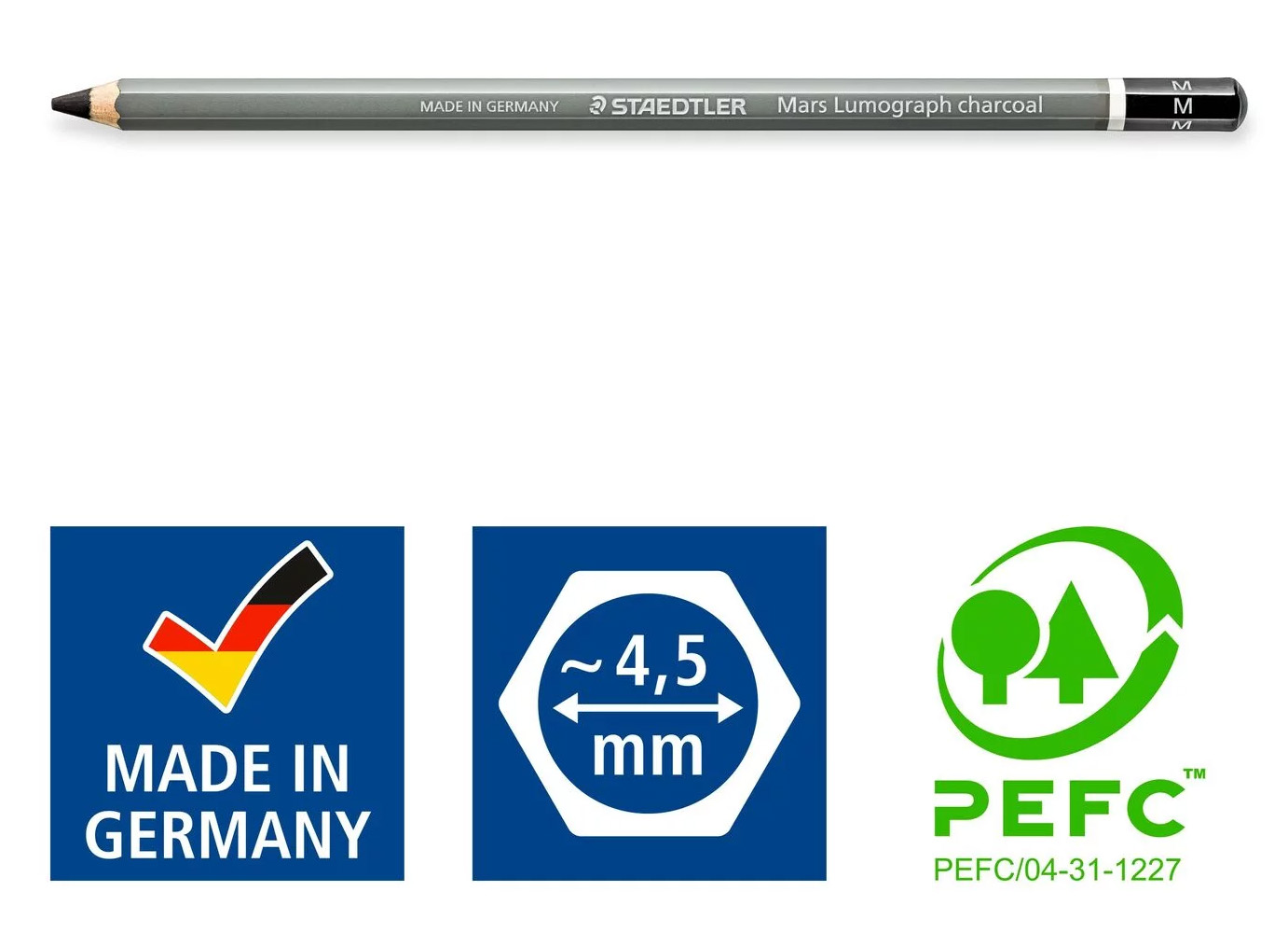 Lápiz de carbón Mars Lumograph, tres graduaciones - Imagen 4