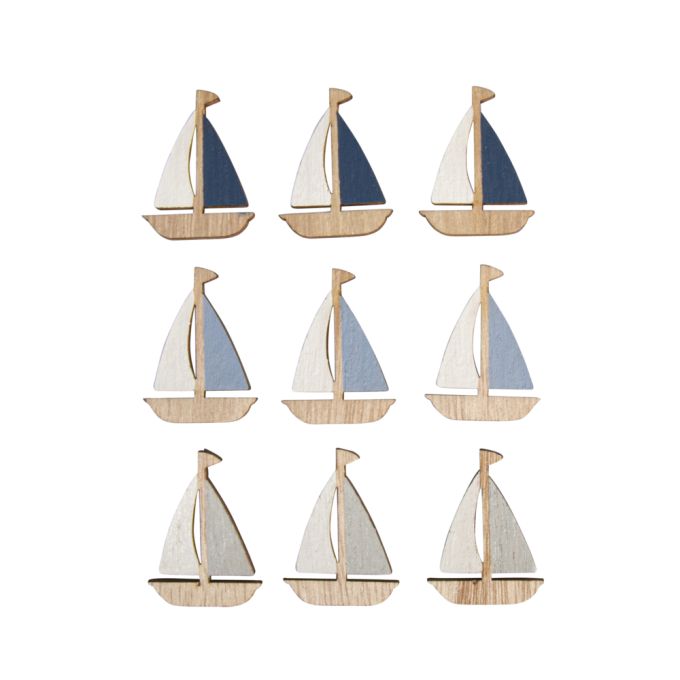 Mini figuras de barcos con adhesivo 3x4cm 9 piezas
