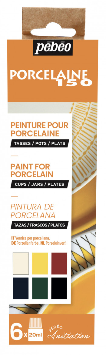 Kit Porcelaine 150, pintura para porcelana de cocción, 6x20ml