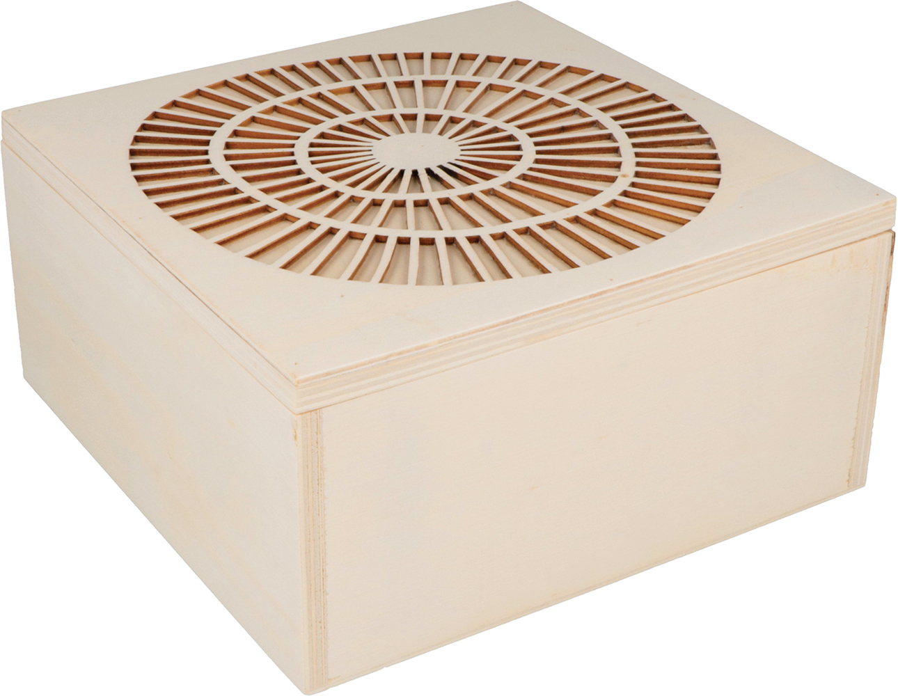 Caja de madera cuadrada estilo boho 18x18x9cm