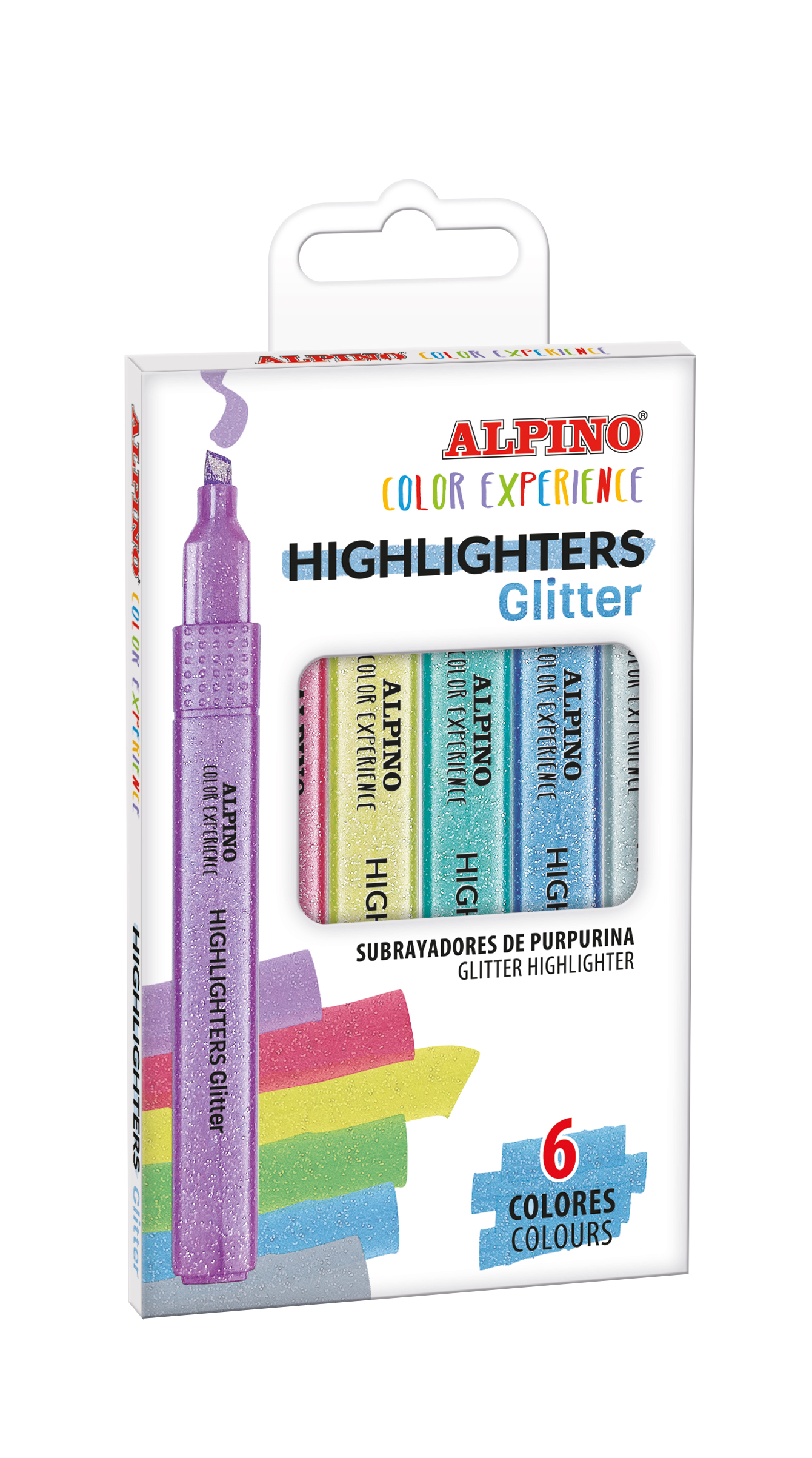 Set alpino subrayadores de purpurina 6 colores