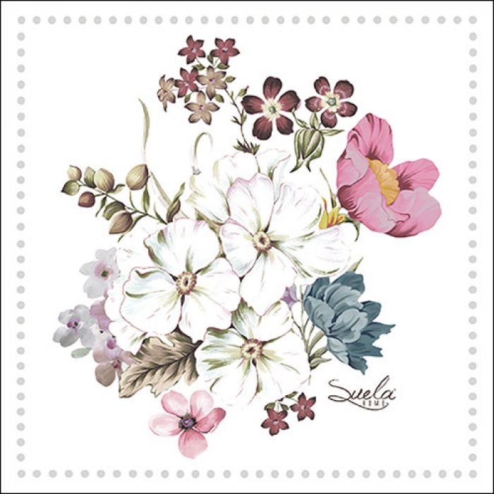 SERVILLETAS FLORES BLANCAS 33X33CM 20UDS