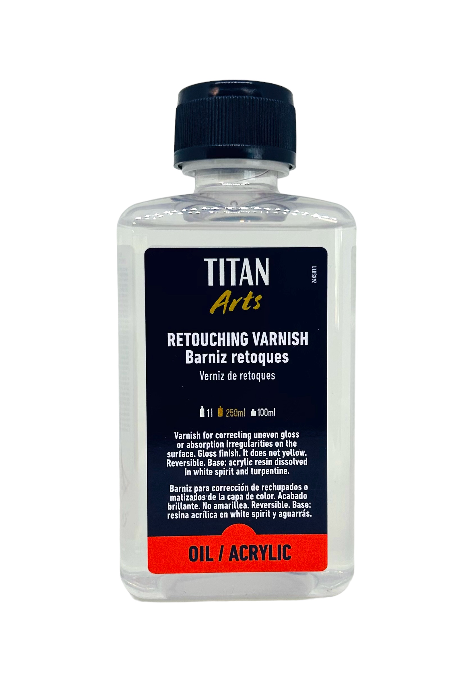 Barniz de retoques para óleo y acrílico. Tres tamaños