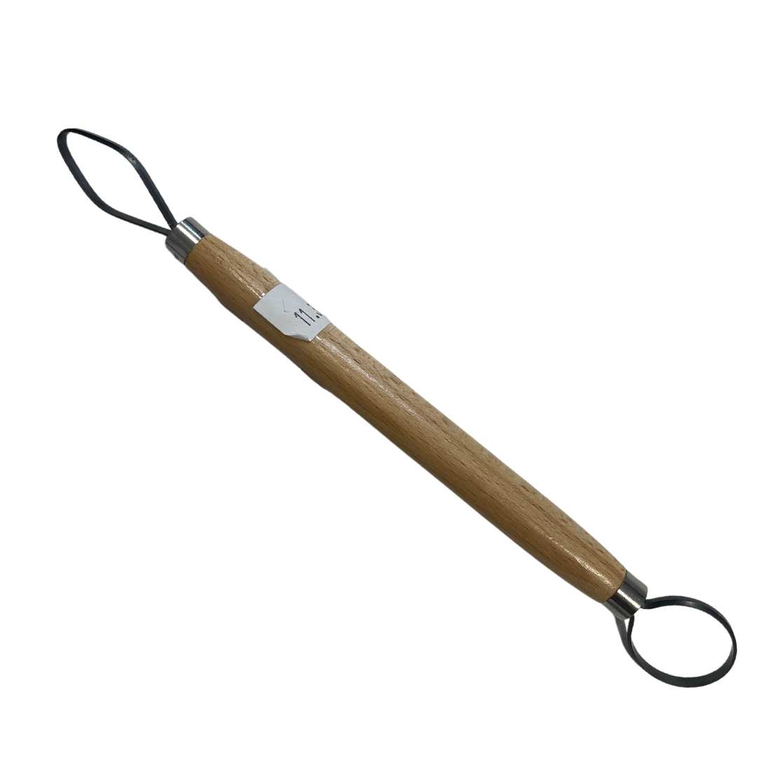 Vaciador doble de fleje afilado y mango de madera, 22cm puntas redonda y rombo