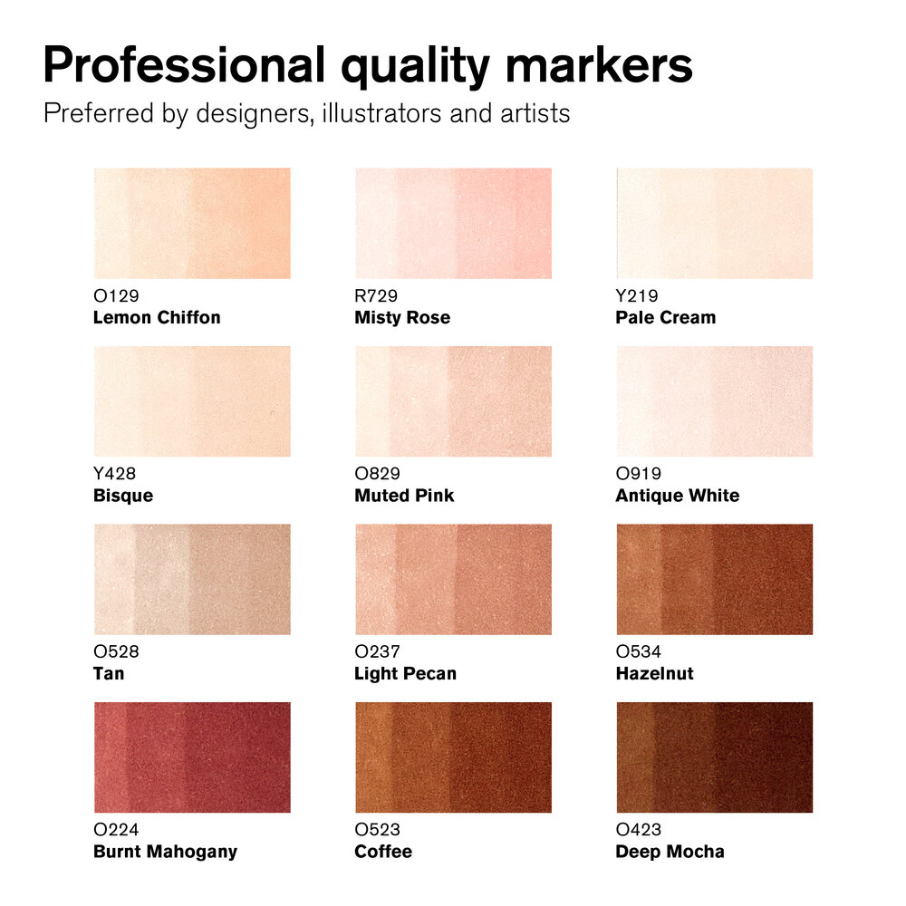 Set rotuladores Promarker al alcohol tonos piel 12+1 - Imagen 3