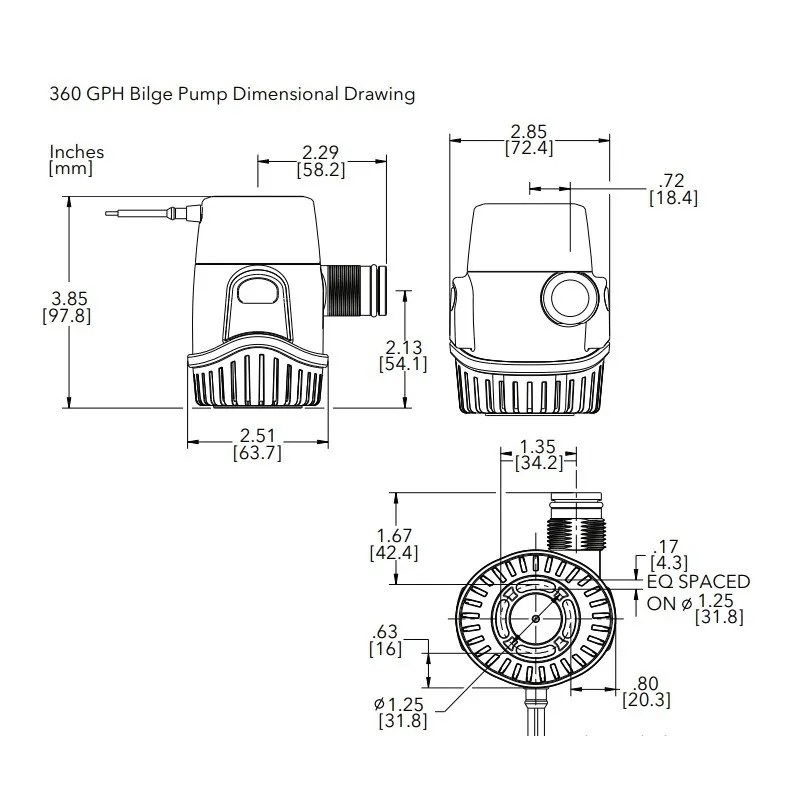 Bomba Achique RULE 0360GPH- 1400.lts/h. 12v - Imagen 3