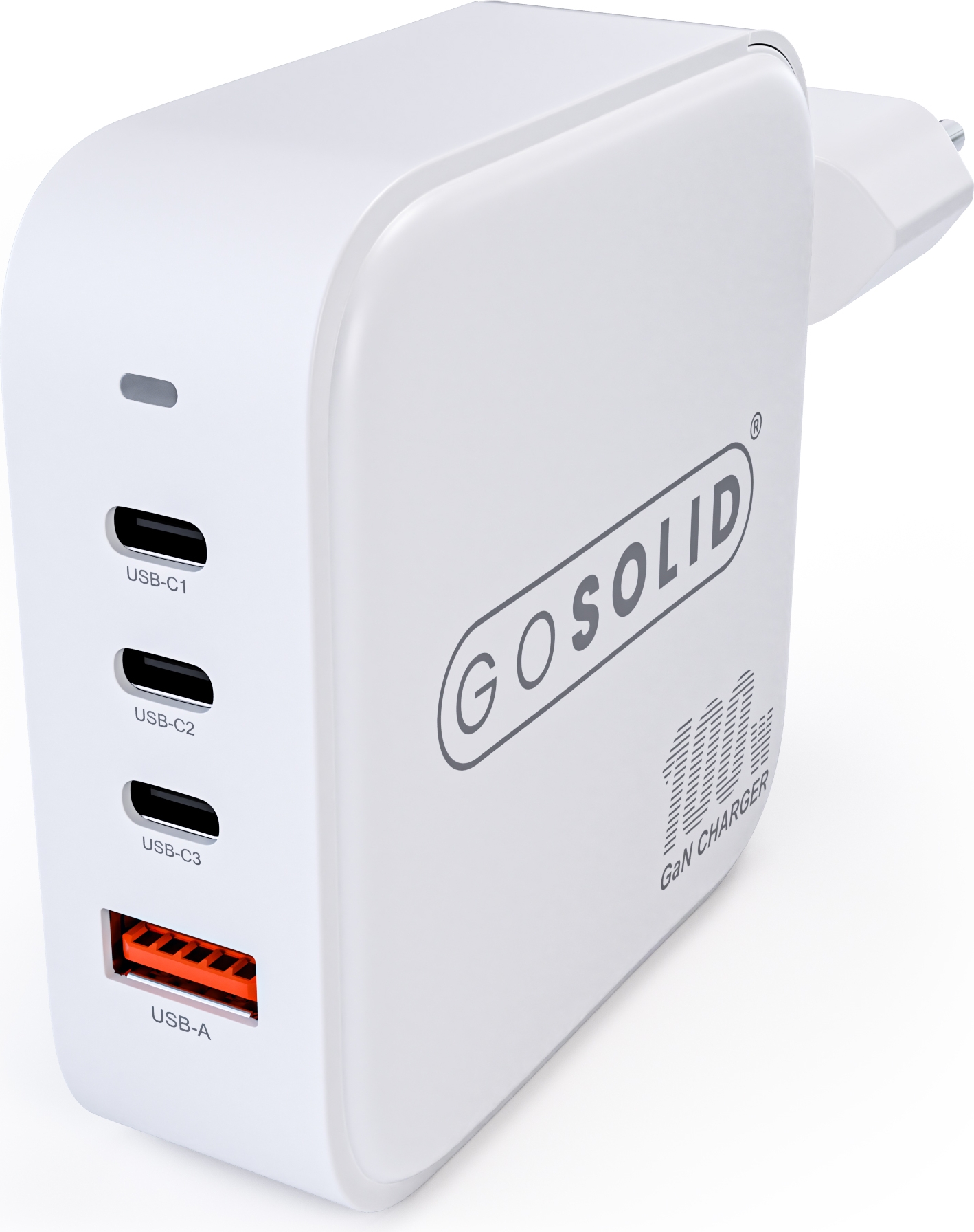 GO SOLID! Cargador rápido compatible con GaN2 100W (1x USB QC3.0, 3x USB-C PD3.0) - Imagen 2