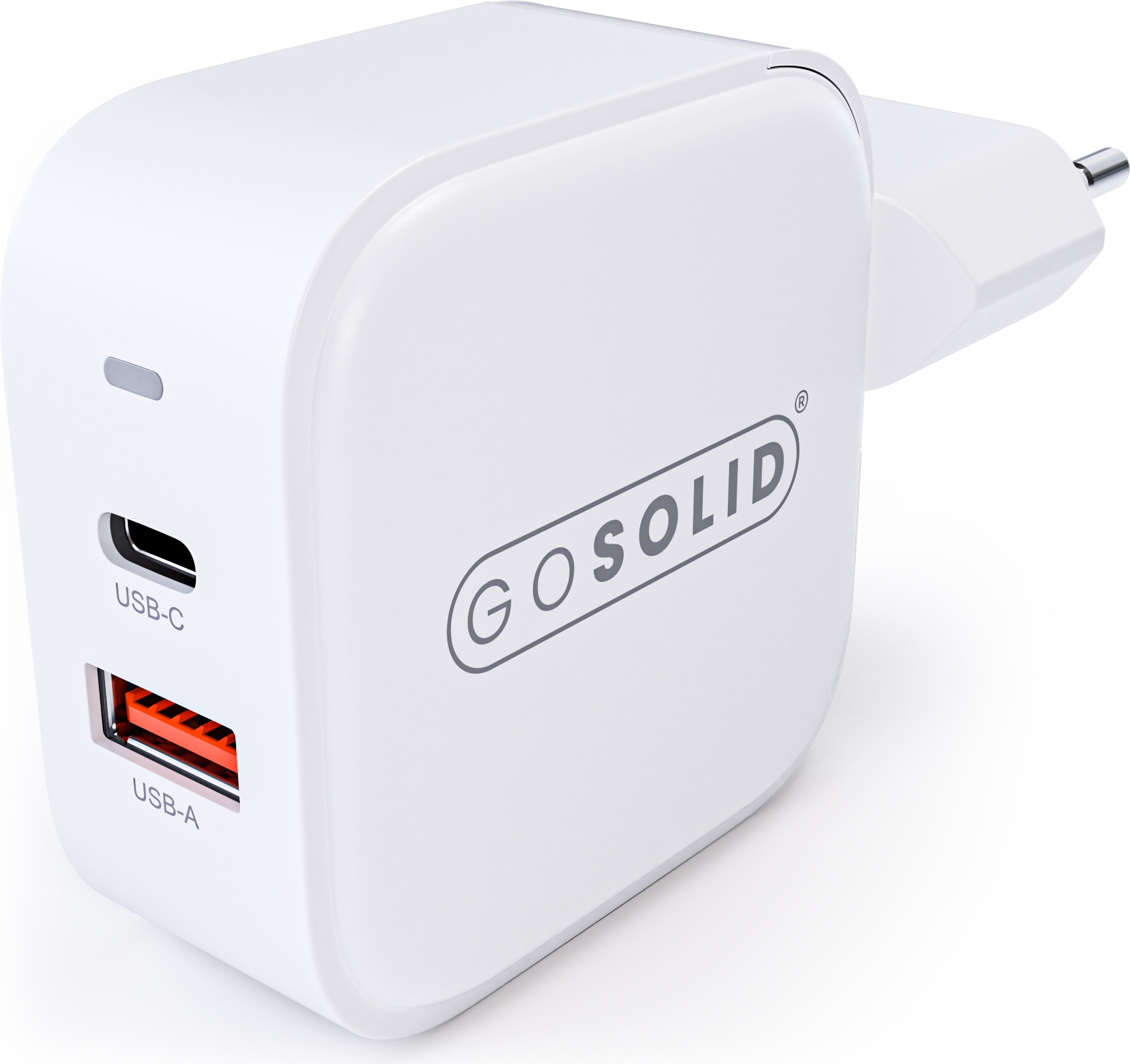 GO SOLID! Cargador rápido compatible con GaN2 45W (1x USB QC3.0, 1x USB-C PD3.0)