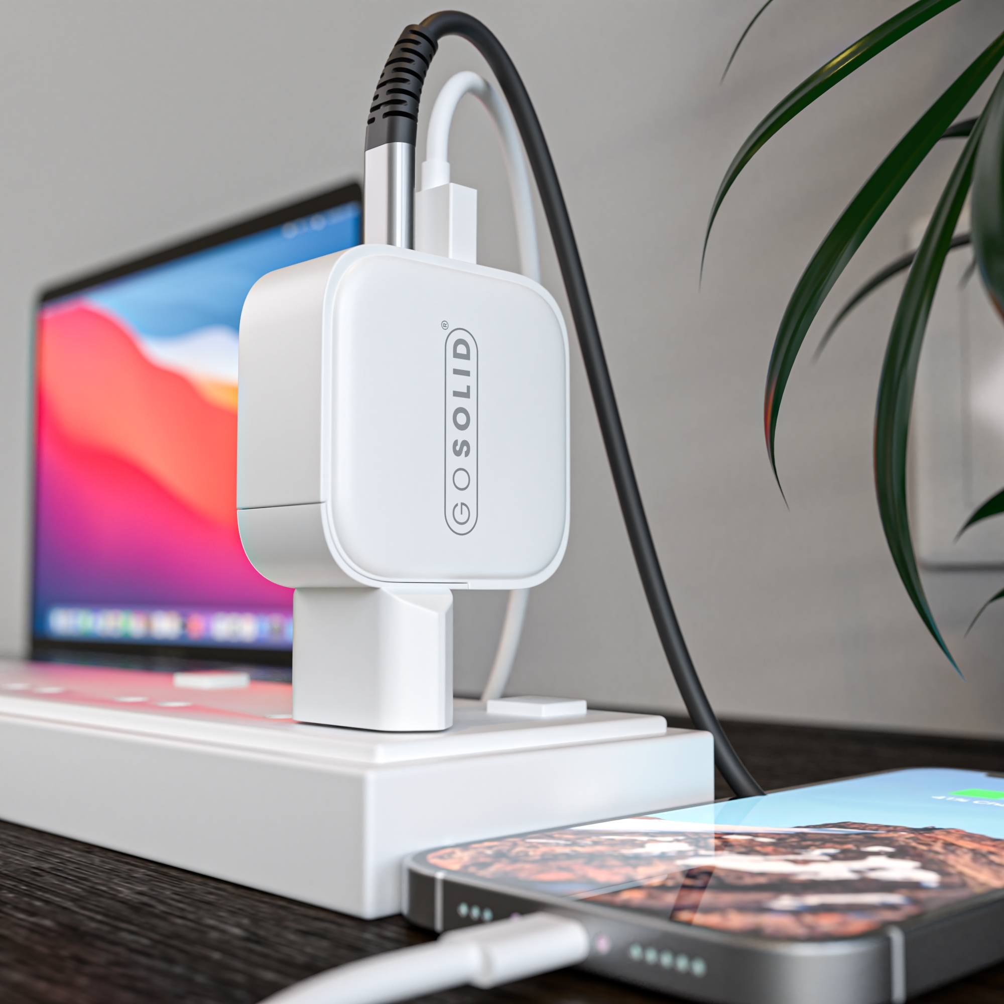 GO SOLID! Cargador rápido compatible con GaN2 45W (1x USB QC3.0, 1x USB-C PD3.0) - Imagen 5